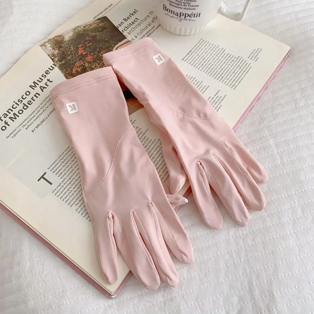 

Cool Sunscreen Ice Silk Gloves Thin Non-slip Anti-UV Gloves Lengthened Wrist Touch Screen Riding Mittens Cycling Driving Running