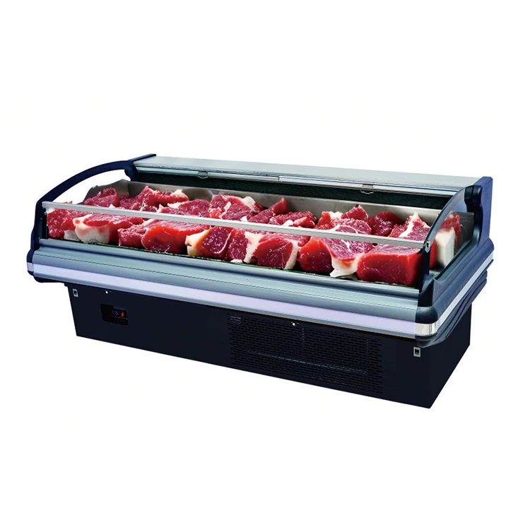 Commercial Open Front Meat Showcase Butcher Refrigeration Equipment Seafood Display Counter