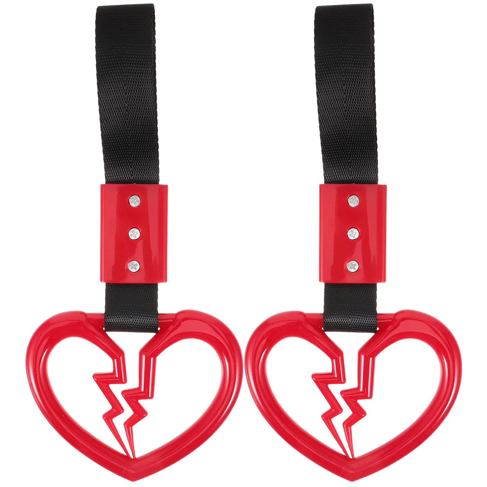 2 Pcs Car Warning Hanging Ring Heart Hand Strap Heart-shaped Rings for Accessories Static Belt Handle