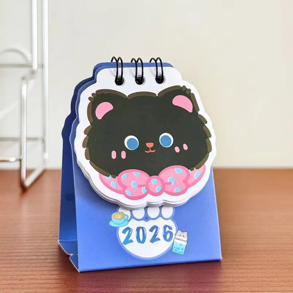 

Cute Mini 2026 Desk Calendar Cartoon Cat Portable Daily Planner Schedule Mark Coil Schedule Planner Office Desk Accessories