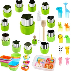 Vegetable Cutter Shapes Set for Kids Children DIY Mini Food Fruit Cutters With Forks Cookie Baking Molds Kitchen Accessories