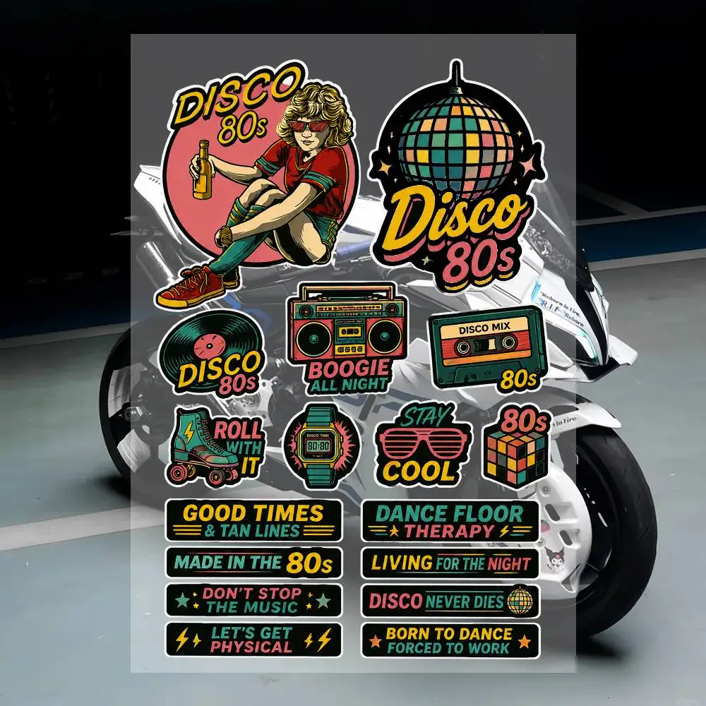 A-disc-co 80s Racing Motorcycle Stickers Set Waterproof Vinyl Decals For Helmet Motorcycle Car Laptop Skateboard Luggage