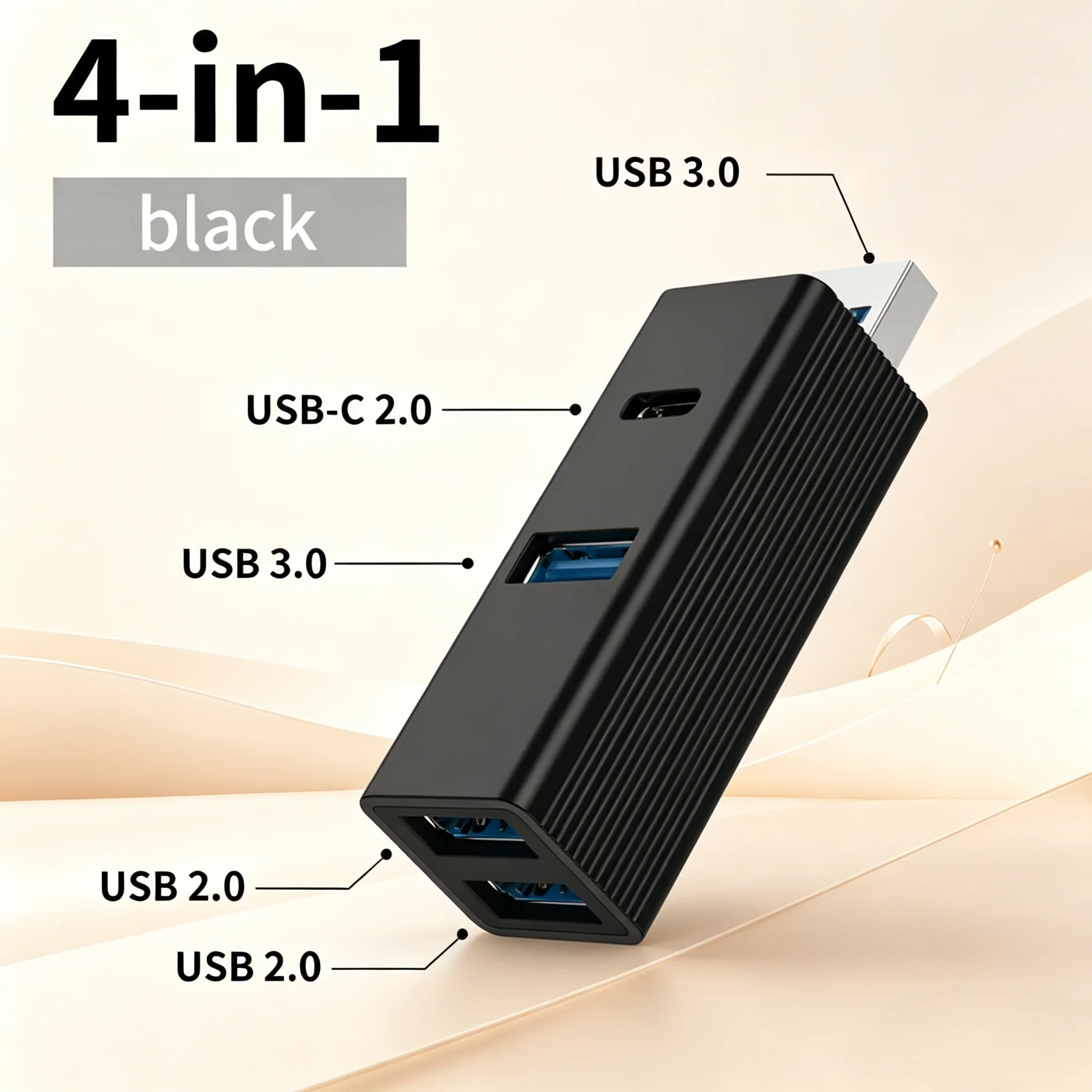 Mini USB 3.0 Hub 4-in-1 USB to USB 3.0 2USB 2.0 Type-C Docking Station Adapter USB External Extender Plug and Play