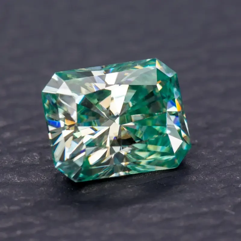 Moissanite Stone Natural Colour Radiant Cut Yellow Green Color VVS1 with GRA Certificate Gemstone Charms Jewelry Making Material