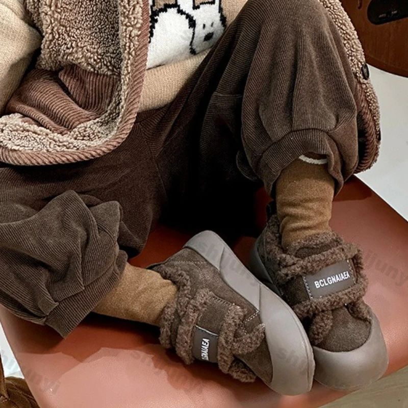 

Children Cotton Shoes Winter Thicken Warm Girls Soft Sole Snow Boots Fashion Vintage Lightweight Comfortable Boys Casual Shoes