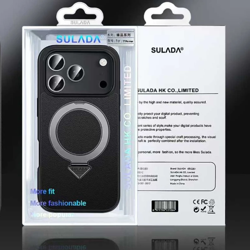 

Роскошный деловой оригинальный сенсорный чехол из натуральной кожи для IPhone17 Air Pro Max с магнитной поворотной подставкой, защитный чехол для беспроводной зарядки