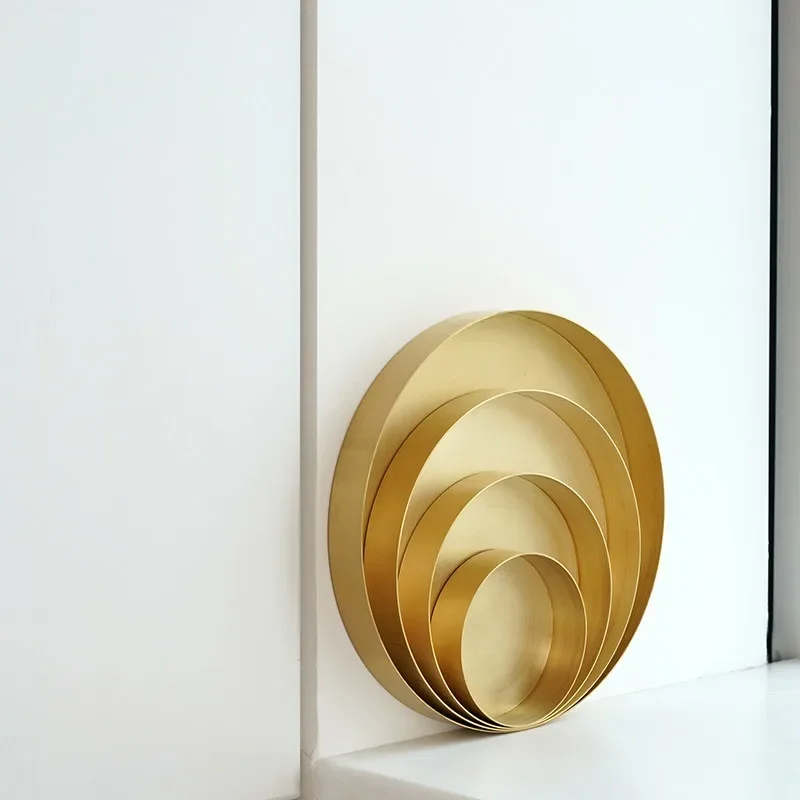 Nordic Style Round Brass Tray , Minimalist Decorative Organizer for Entryway Keys, Luxury Show Flat Home Decor, Photo Prop Gift