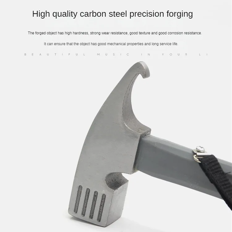 Outdoor Multifunctional Nail Hammer Camping Tent Canopy Install Tool High Carbon Steel Hammers Household Nail Extractor Helper