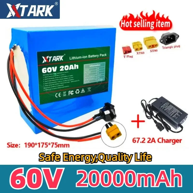 

21700 16S4P 60V 20Ah ebike Battery Pack For Electric Bike Electric Scooter Bicycle 60V XT60 Plug Replacement Lithium Batteries