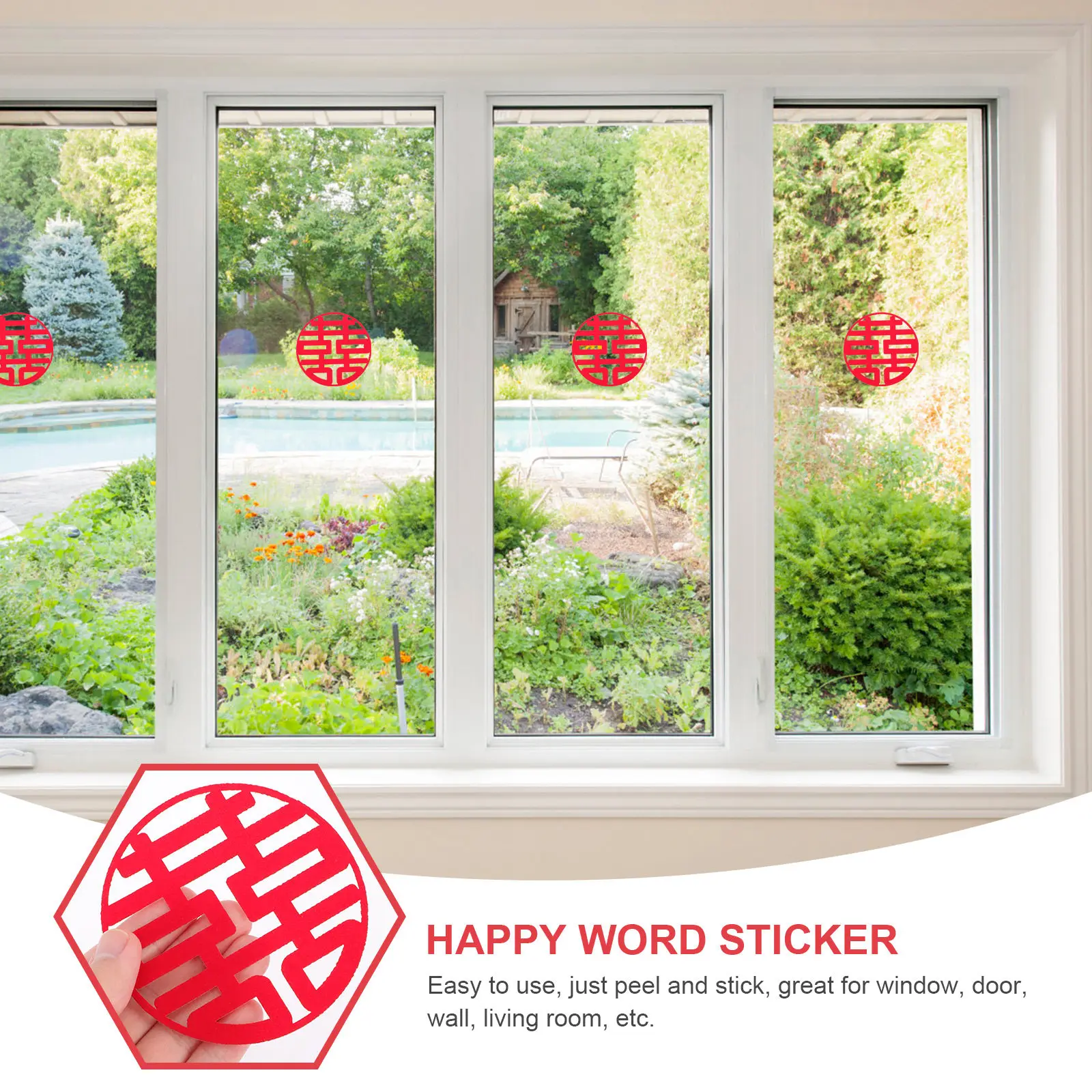 30Pcs Chinese Wedding Paper-Cut Non-Woven Red Happiness Cut Stickers Wedding Door Decorations Traditional Xi Symbol