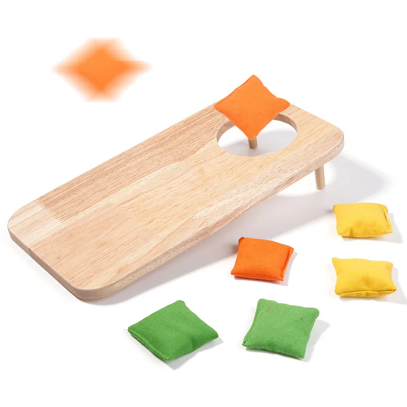 Jogando saco de areia brinquedo de madeira jogar sacos de areia brinquedo pai-filho pk crianças jogando saco de areia brinquedos jardim de infância jogo de esportes ao ar livre