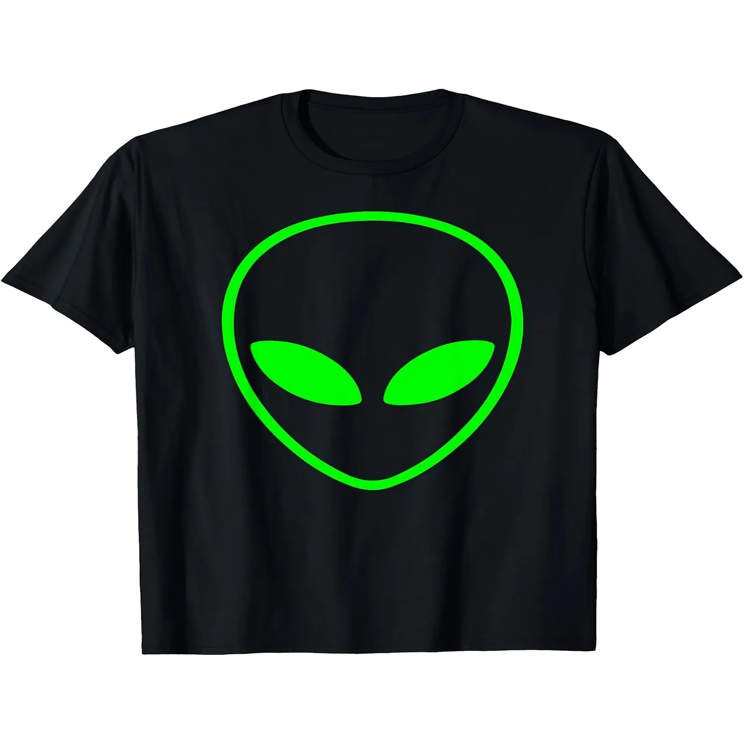 Green Alien Head T-Shirt _ Fun Design Diymen'S Soft Breathable All-Season Comfortable Casual Sports, Halloween And Christmas Gifts, Same Style For Men And Women, 2025 Summer Short-Sleeved Printed Casual T-shirt, Minimalist Tee,