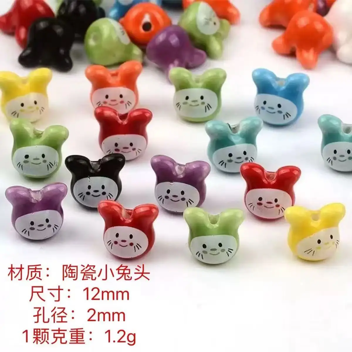 10PCS Bunte Keramik Kaninchen Perlen Lose Spacer Perlen Für Schmuck Machen DIY Armband Halskette Zubehör