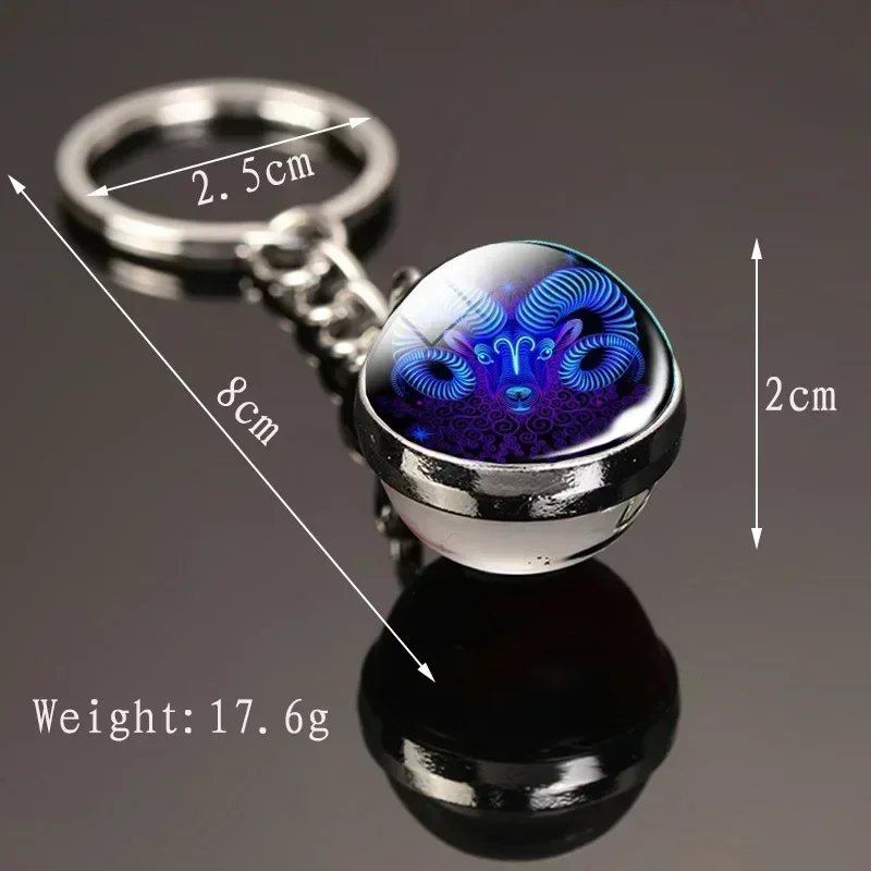 12 Constellation Glass Ball Keychain For Jaguar XF XJ XE XK F-Type X-Type F-Pace I-Pace E-Pace XKR XFL XJS