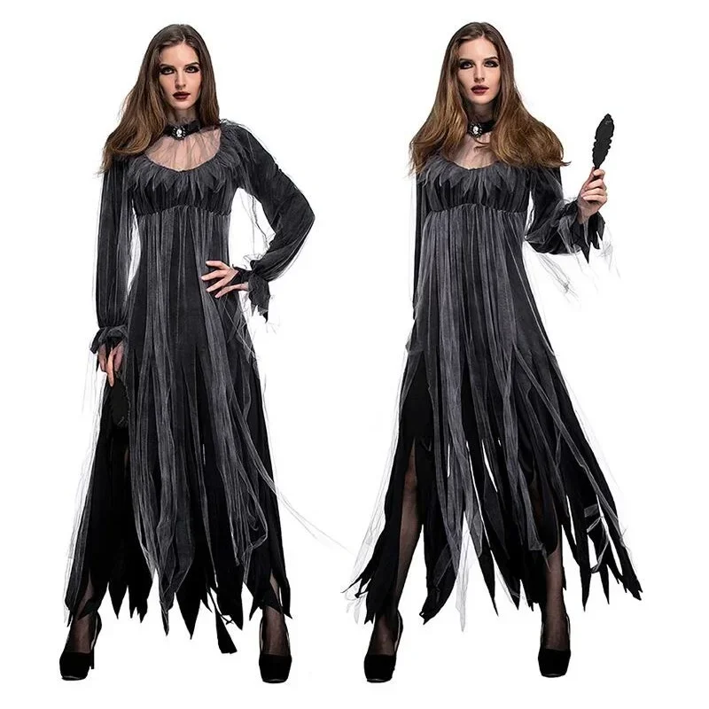 Costume da sposa cadavere morto di Halloween, abito lungo da donna, costume cosplay da sposa fantasma zombie spaventoso