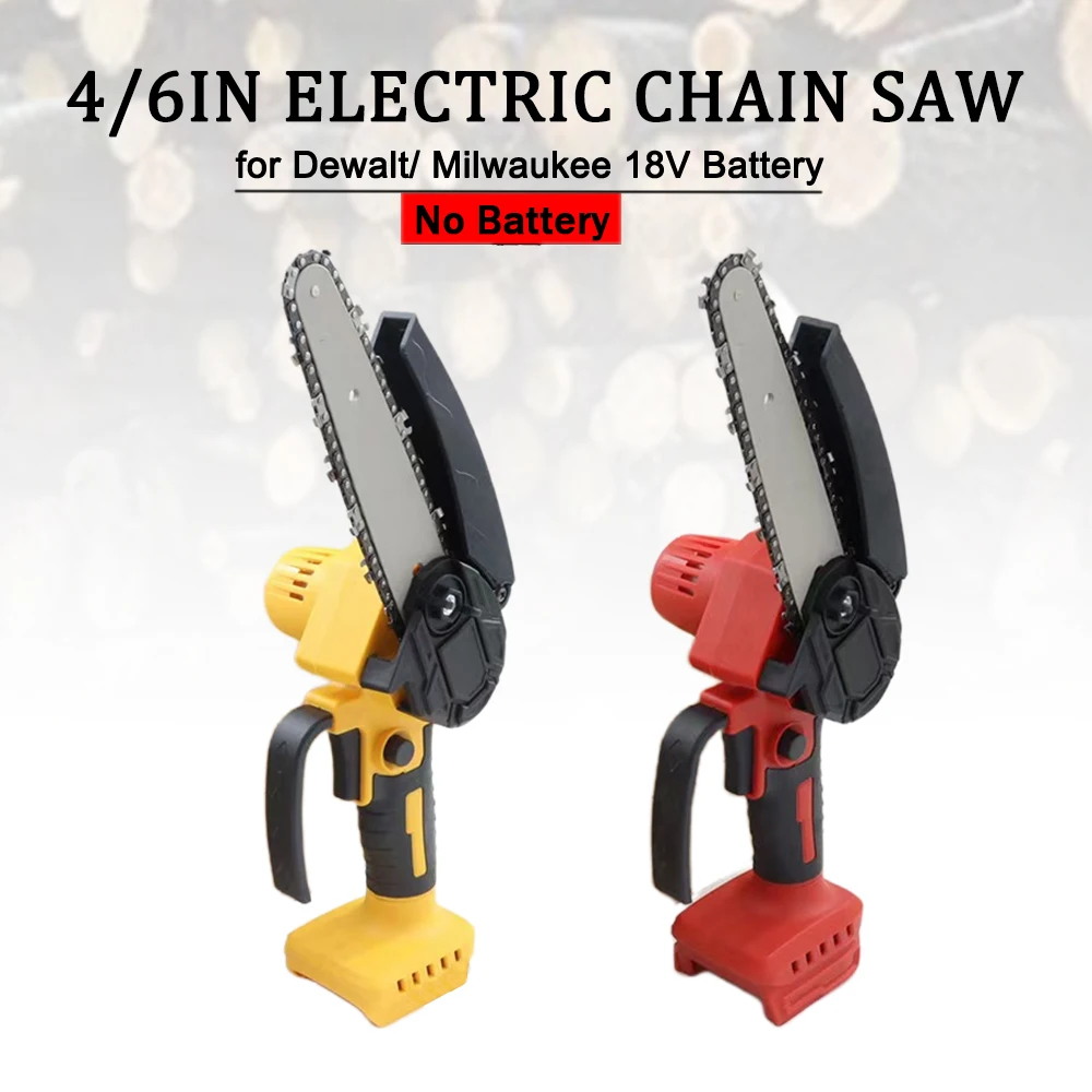 Mini Chainsaw 4/6-Inch Cordless Woodworking Handheld Garden Electric Saw Cutting Power Tool Fit Dewalt/Milwaukee 18V Battery