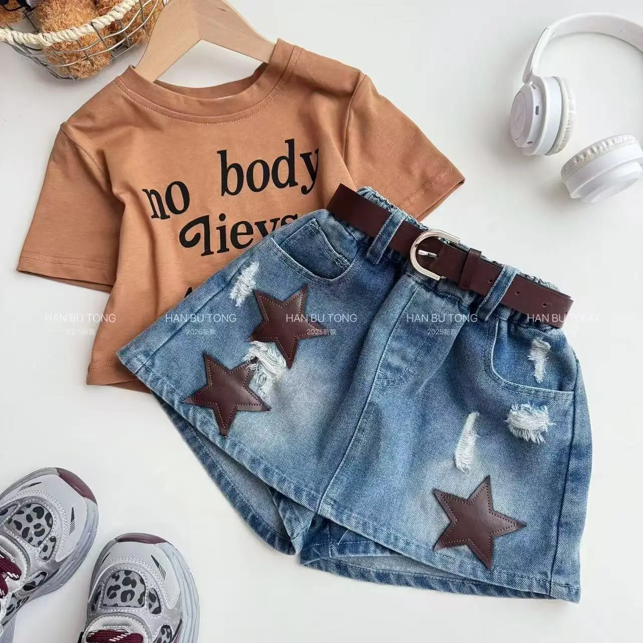 

Girls Old T-shirt Spice Girls Top Fried Street Big Children Slim High Waist Short Sleeve Body T-shirt Tide Summer Clothing
