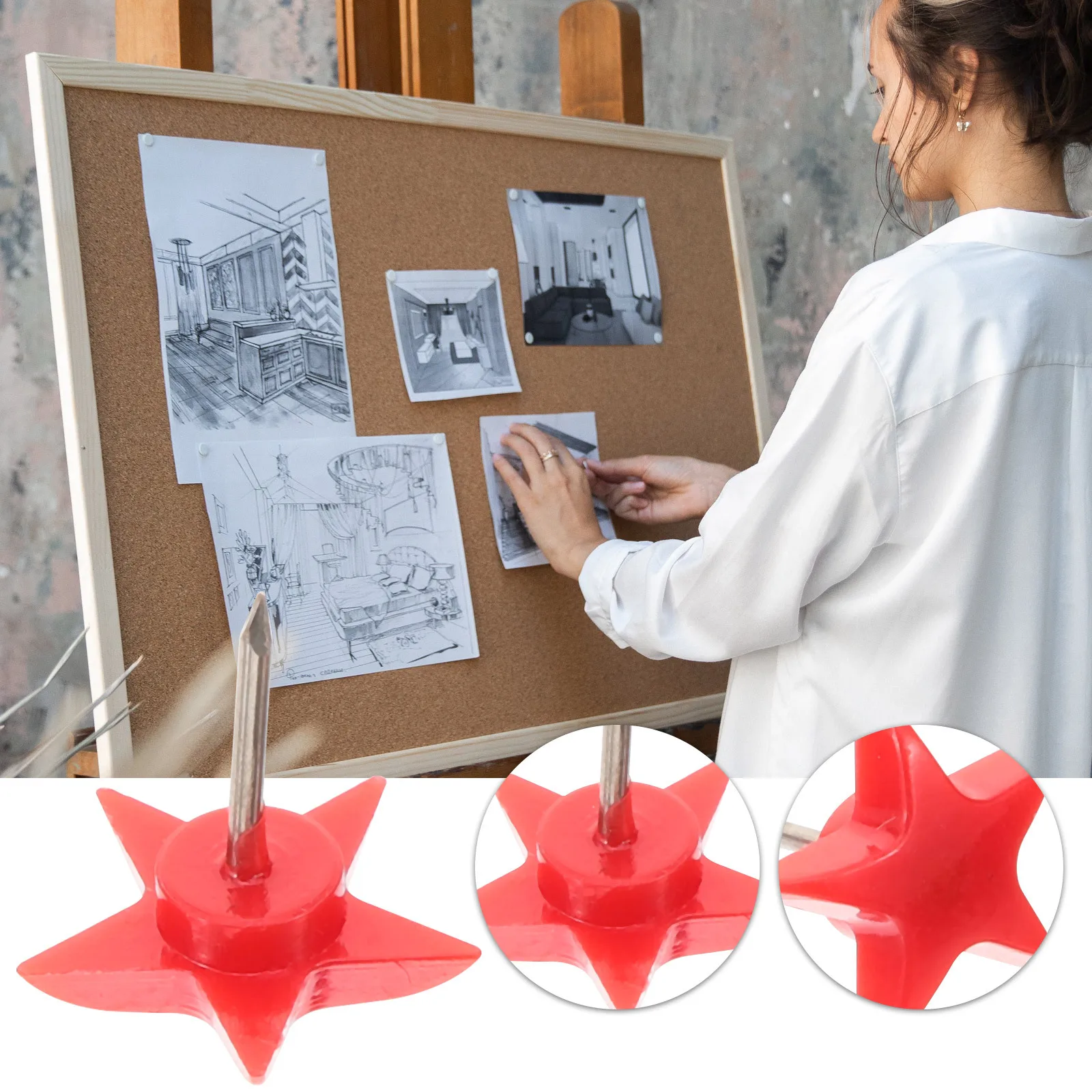 

100Pcs Star Shaped Push Pins Colorful Thumbtacks Office Bulletin Board Cork Board Map Use Thumb Tacks