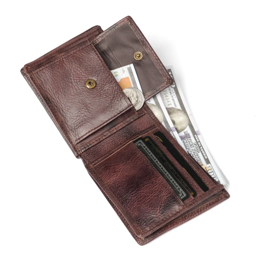 Genuine Leather Wallet Casual Vintage Men's Card Sit Card Bag Large Capacity Coin Purse Anti-theft Brush Men's Wallet