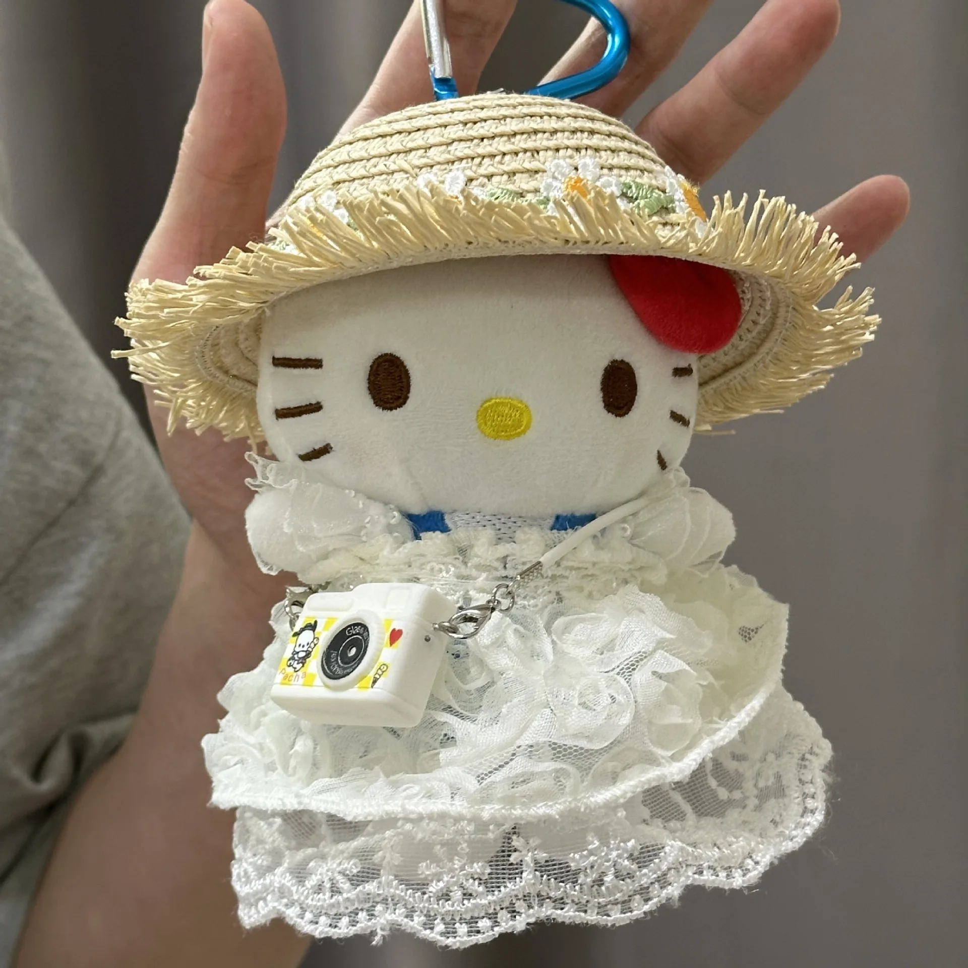 

Sanrio Hello Kitty соломенная шляпа, плюшевая кукла, брелок, подвеска, креативная сумка с милым котенком для девочек, подвесное украшение, праздничный подарок, игрушки