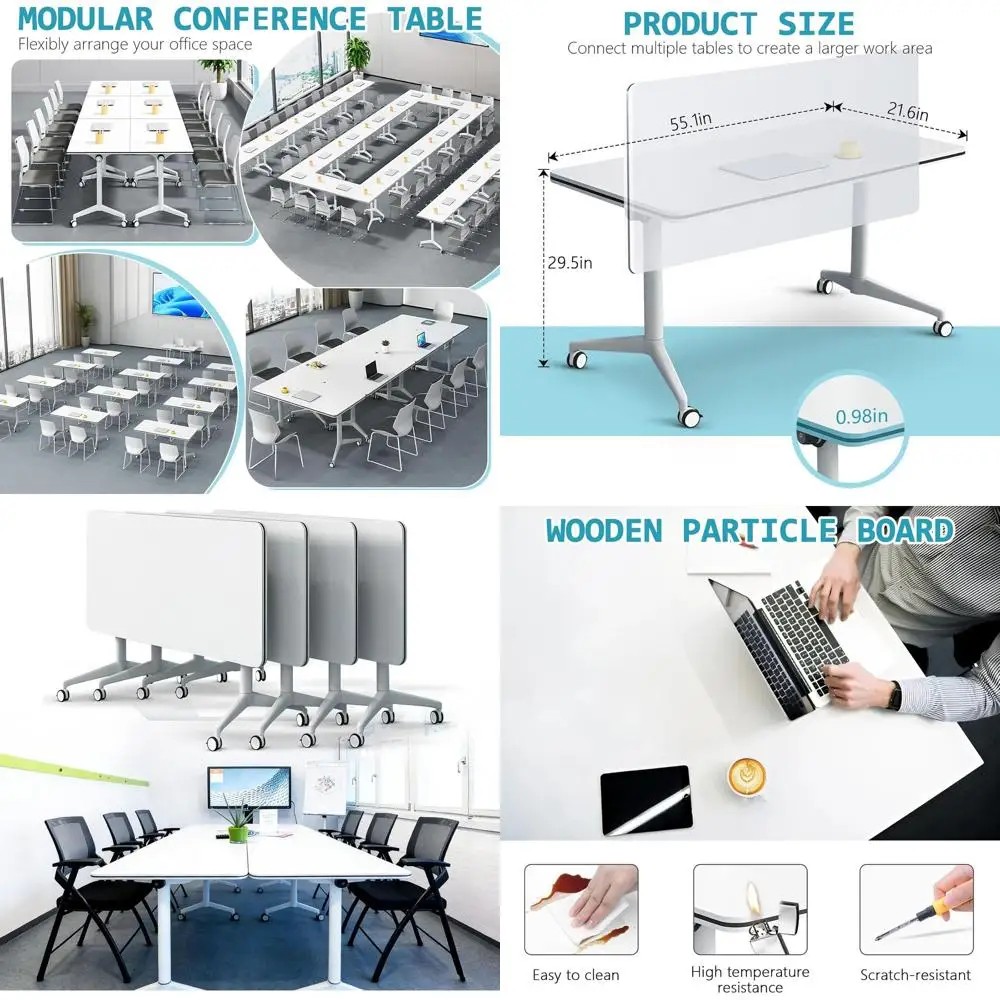 

Conference Tables with Wheels, Stackable, for Office and Hotel Meeting Spaces, 4ft x 5.5ft