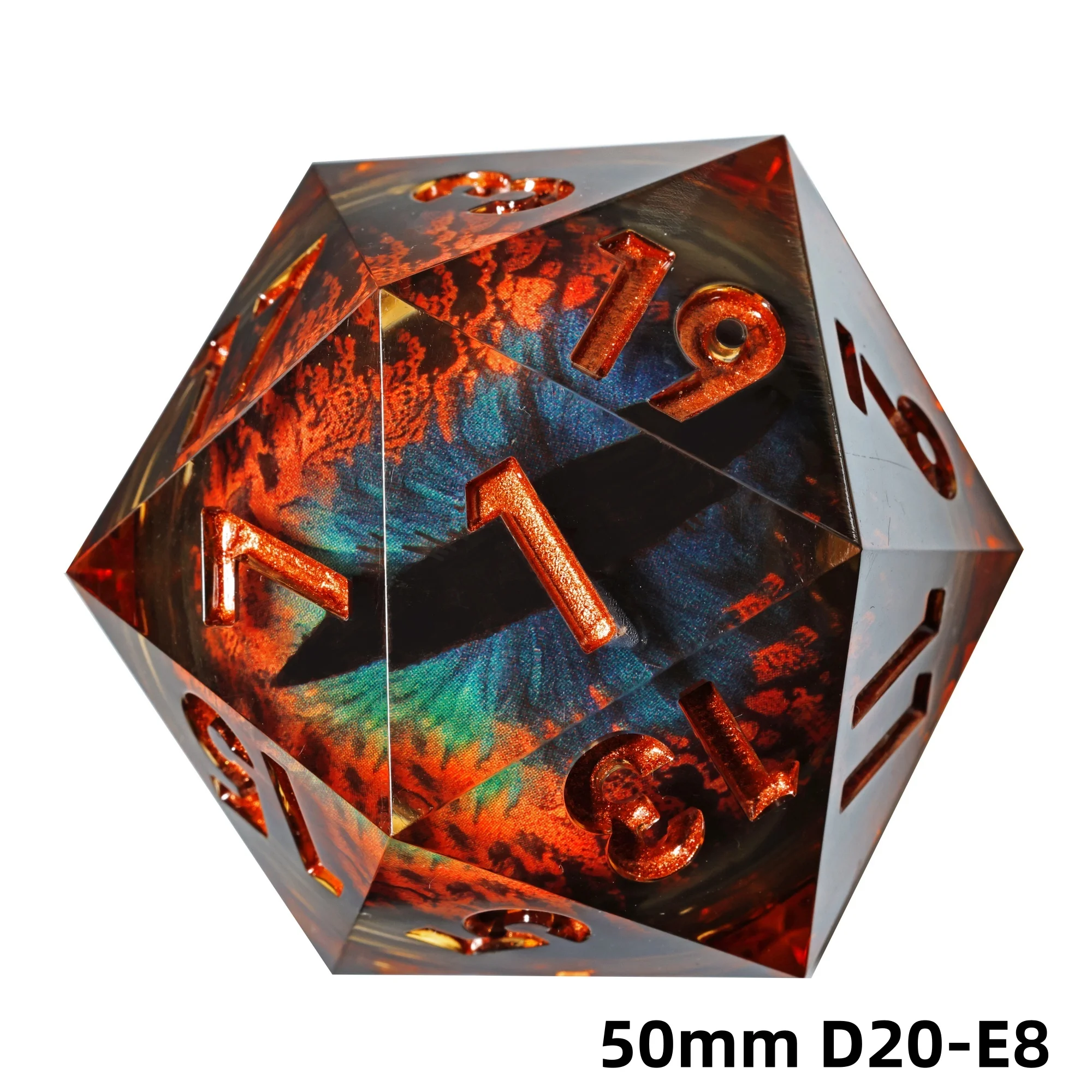 MINI PLANET 50mm D20 Dragon Eye Dice DND D20 Dice With Sharp Edges For TRPG Polyhedral Resin 20 Sided Large Dice Desktop Game