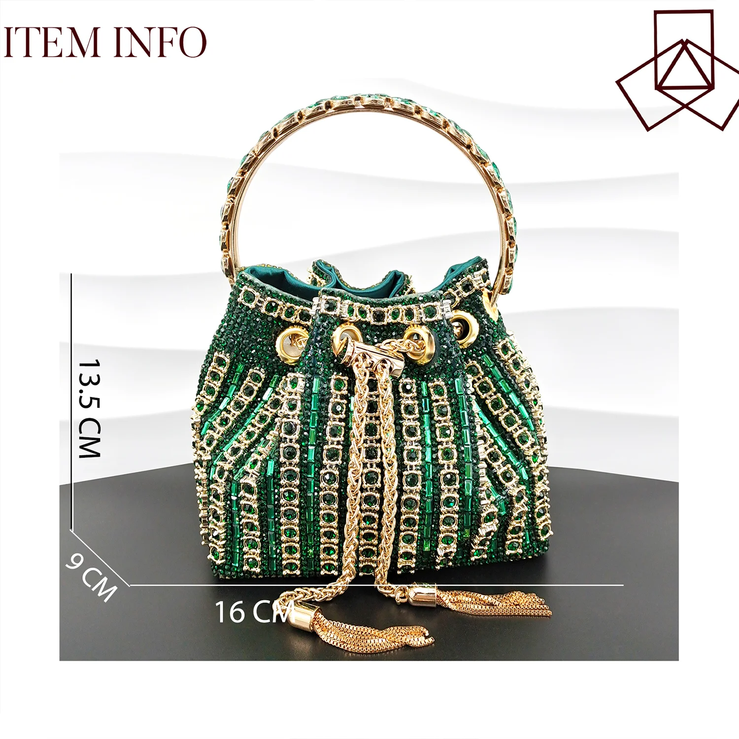 African Fashionable Shiny Handbag Banquet Ladies Bag Full Of Diamonds Semi-Circle Bracelet Bag