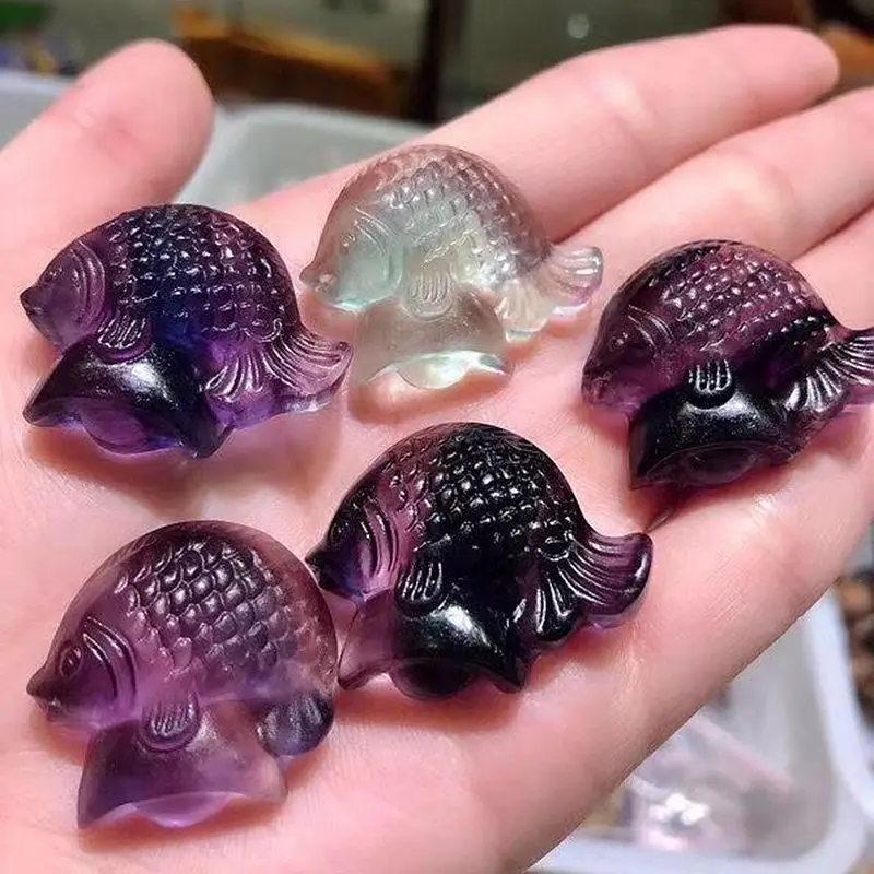 Natural Colorful Fluorite Hand -carved Carp Pendant Fashion Boutique Jewelry Men's and Female Fish and Jade Necklace Gifts