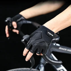 Guantes de Ciclismo de medio dedo para hombre, de silicona líquida, con absorción de impacto, transpirables, para deportes, bicicleta y Fitness