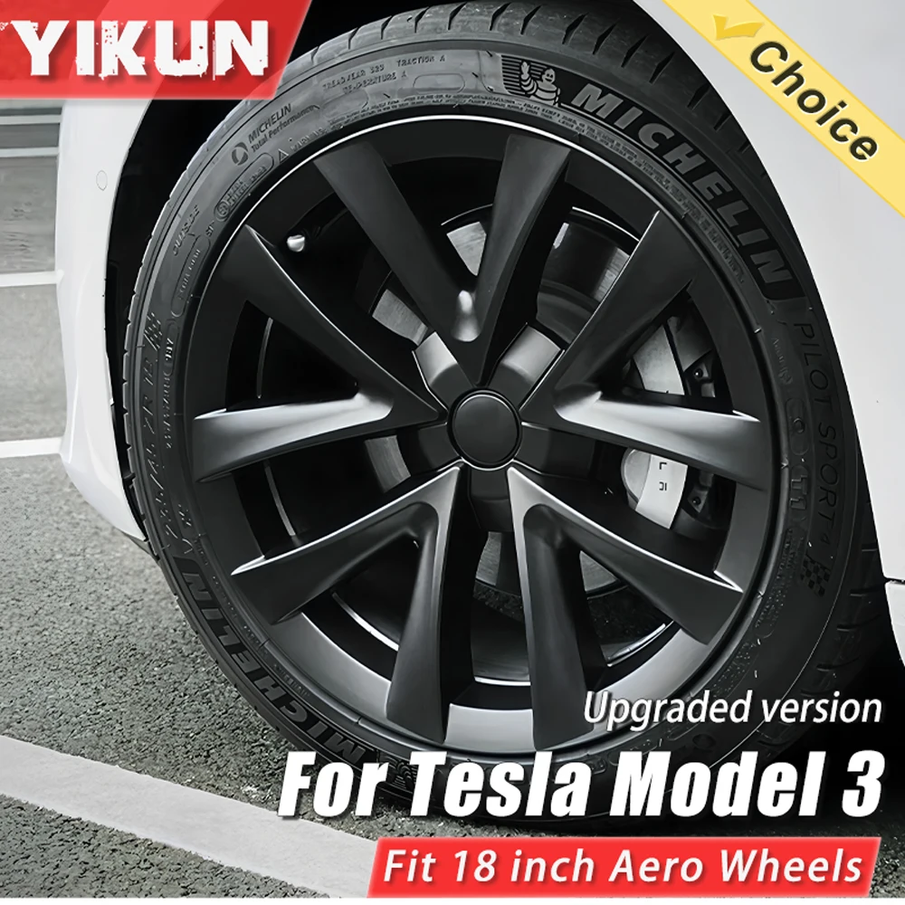 

4PCS Hub Cap Performance Replacement Wheel Cover 18-Inch Automobile Hubcap Full Rim Aero Accessories for Tesla Model 3 2018-2024