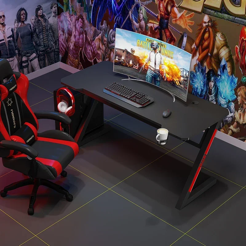 A Factory Wholesale Cheap Price gaming table With Cup Holder Large Desktop pc computer desk black big computer table for gaming view 3