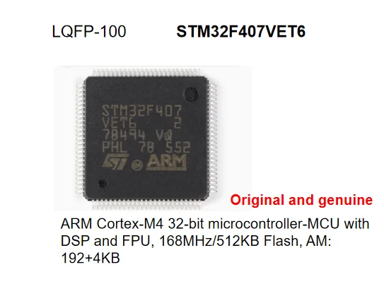 

90/pallet Original ST Genuine STM32F407VET6 LQFP-100 ARM Cortex-M4 32-bit Microcontroller MCU