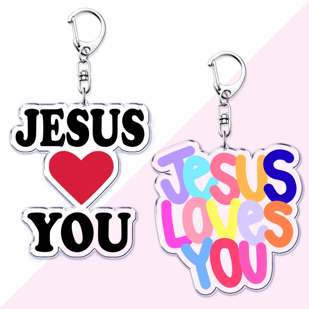 Llaveros con letras de Jesús te ama, llavero con cita de la Biblia de Dios cristiano para accesorios, llavero colgante para bolso, joyería, regalo para amantes de los fanáticos