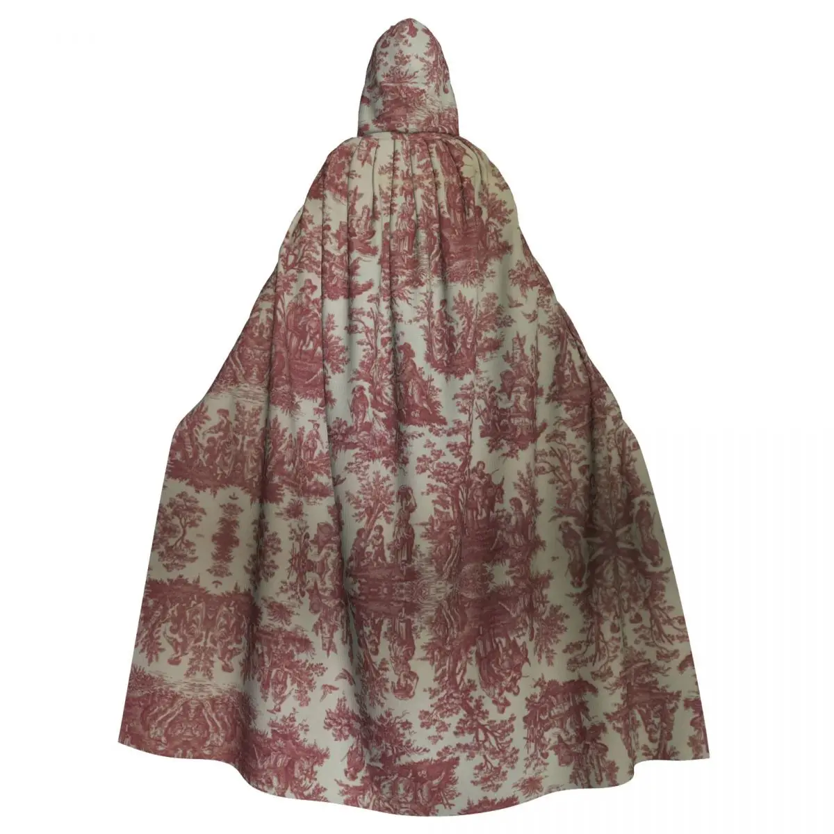 Unisex Adult Nautical Toile Pattern Cloak with Hood Long Witch Costume Cosplay