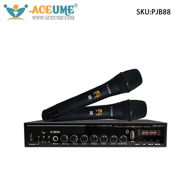 Wireless Microphone Karaoke,Bluetooth, UHF Dual Professional Dynamic Handheld Metal Mic Microfonos Inalambricos System PJB88