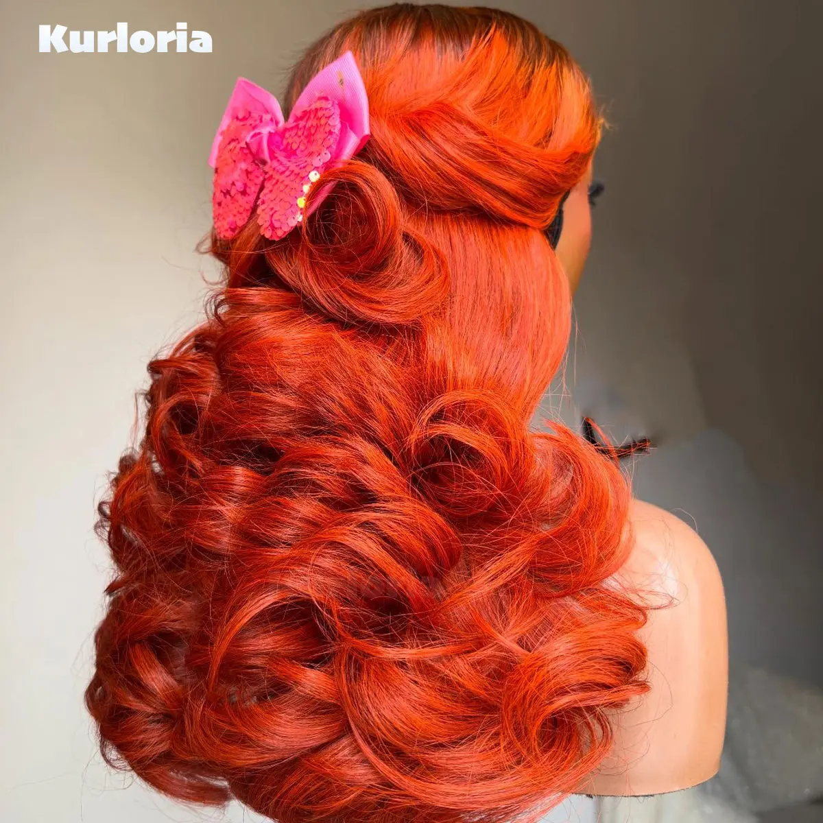 100% Human Hair 400 Density Loose Wave Wig Ombre Orange 13x6 HD Transparent Lace Front Wig Wear and Go Drawstring Glueless Wig