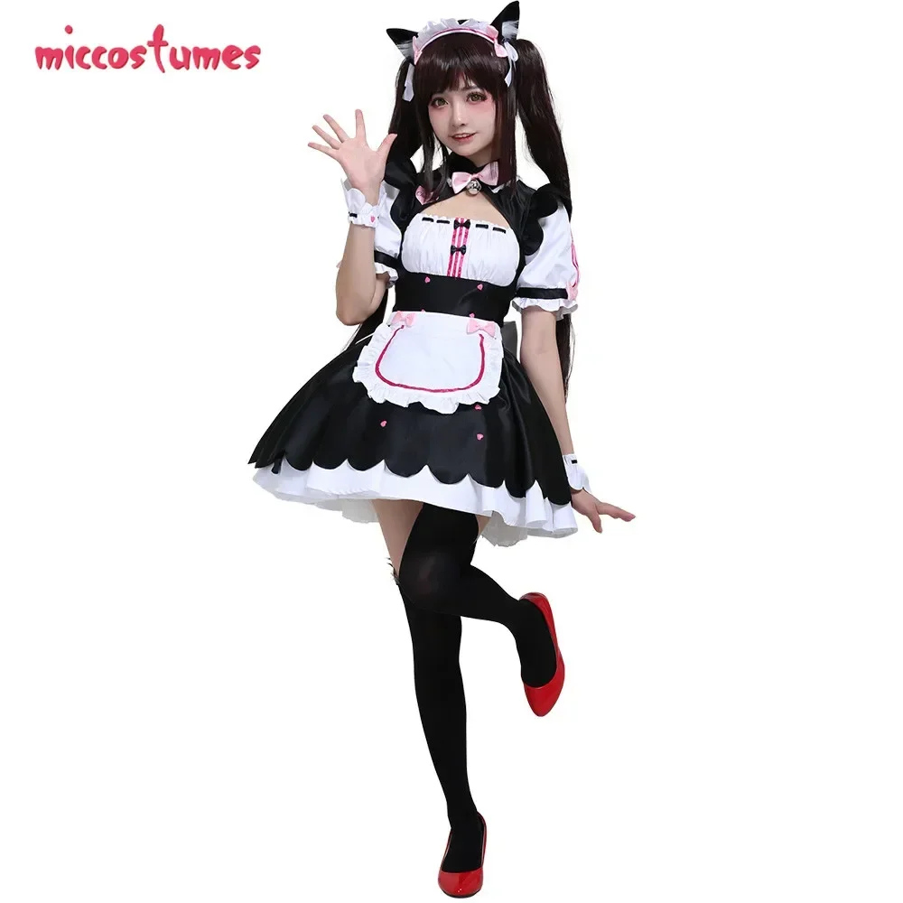 

CosplayWomen's Nekopara Chocola Cosplay Costume Maid Dress with Apron Petticoat Cat Ears Tail