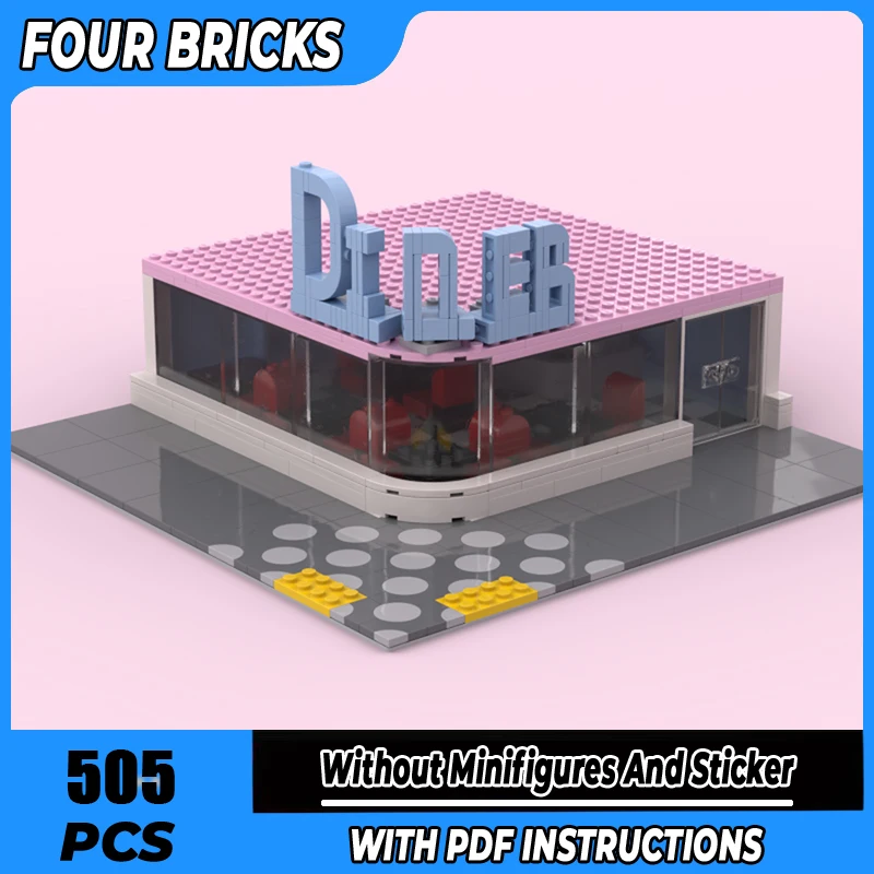 

Moc Building Blocks The Diner Technology Modular Bricks Model Gifts Christmas Toys DIY Sets Assembly