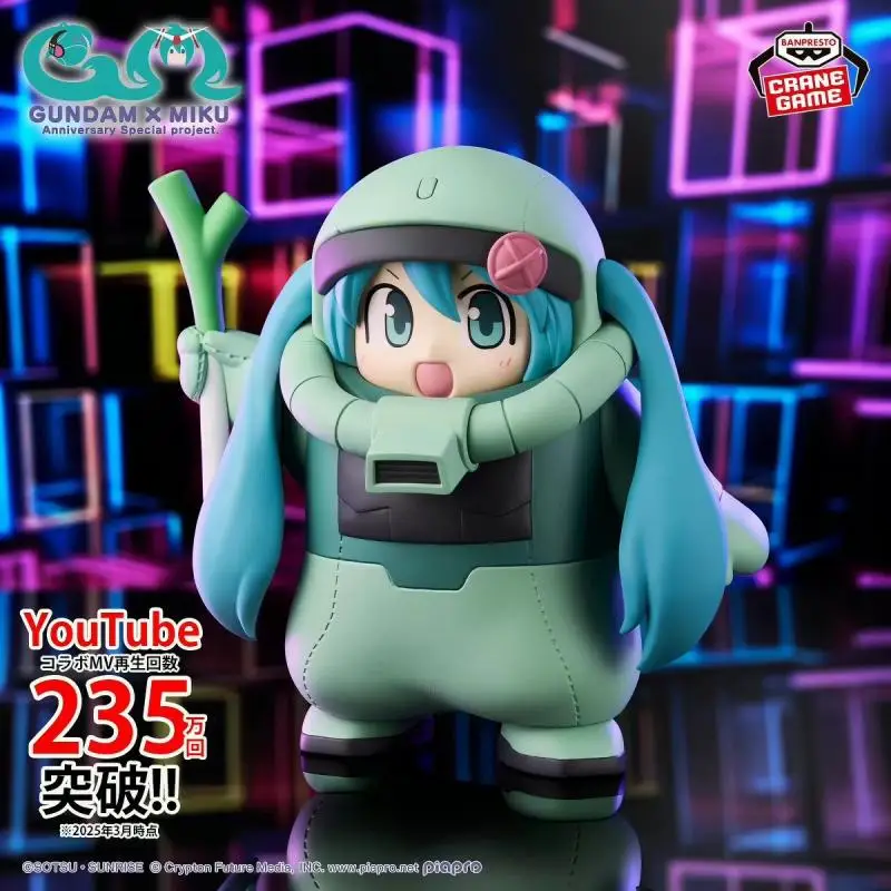 In Stock Genuine Banpresto Gundam 45Th Anniversary X Hatsune Miku Figure Zaku Kigurumi Hatsune Miku Ver. Collector Figurine Toys
