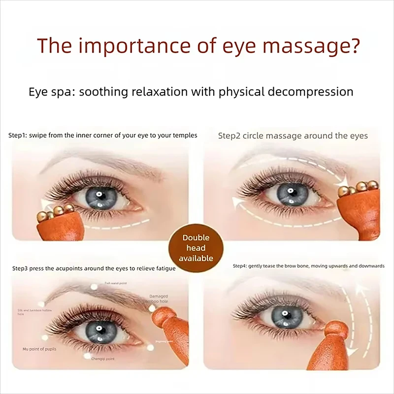 2X Handheld Lotus Seedpod Beauty Professional Alloy Rosewood Facial GuaSha Tool Eye Relaxation Spot Meridians Acupoint Massage