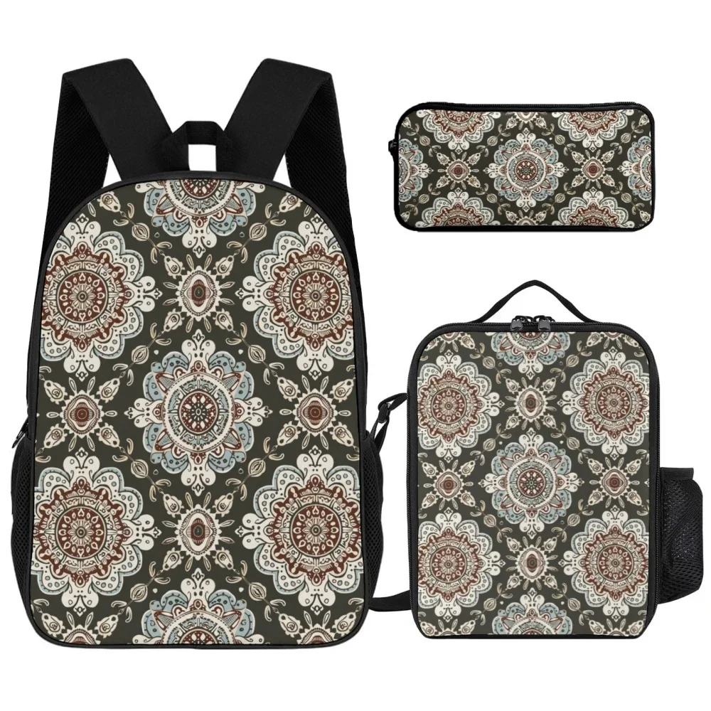 

16in cartoon printed backpack&lunch box&pencil case three piece set, lightweight material easy to wipe, suitable for school use