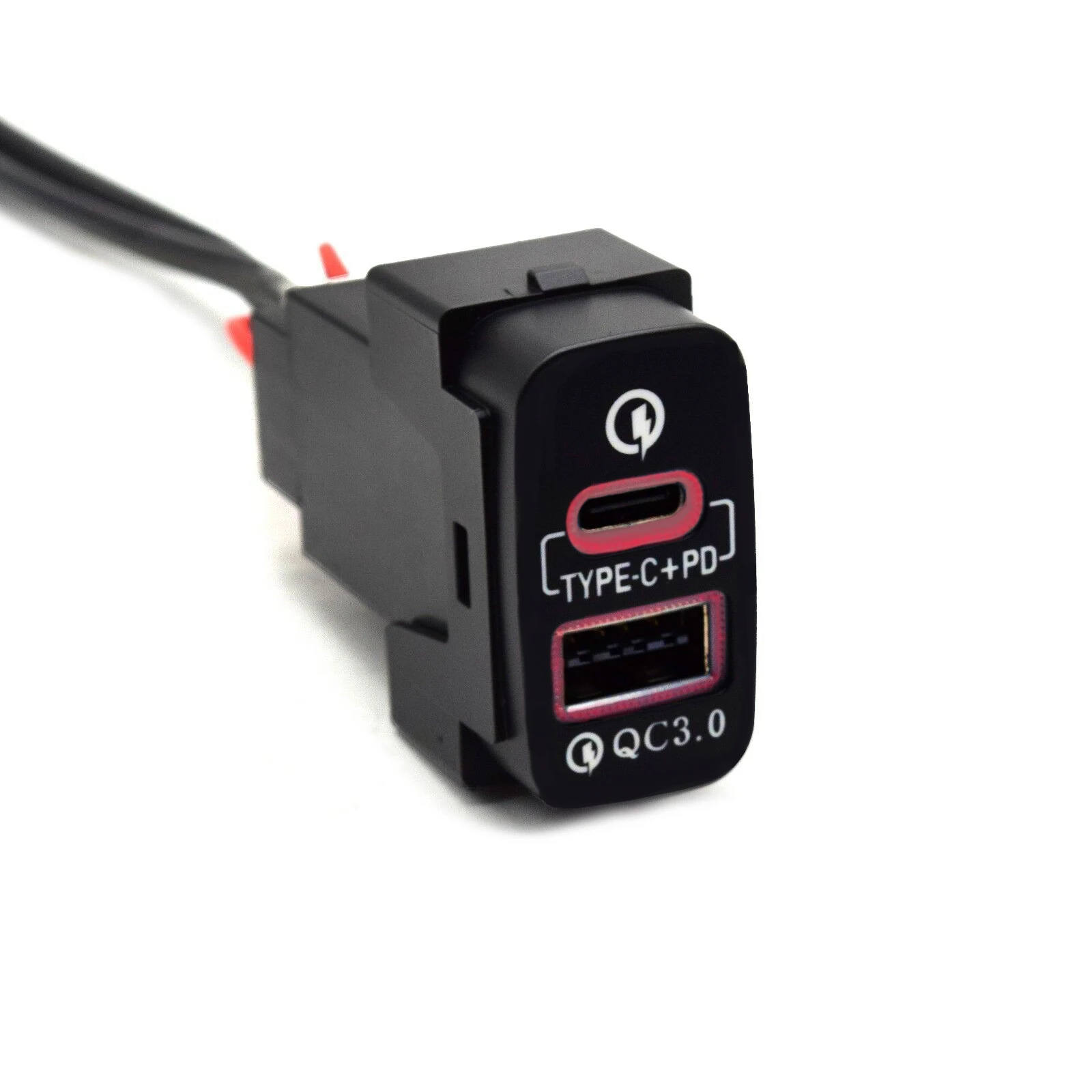 12V Car USB Charger PD Type C QC3.0 Phone Charging Adapter Outlet Button For Mitsubishi Outlander LANCER Pajero V73 V93 V97