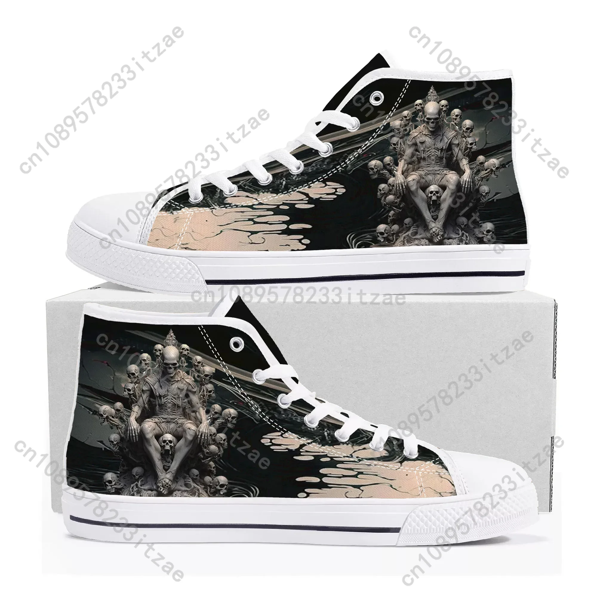 SKull PAisley Gothic Goth Punk High Top Sneakers Mens Womens Teenager Canvas Sneaker Casual Custom Made Shoes Customize Shoe