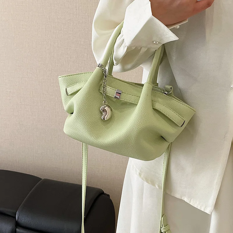 

‌Women's 2025 New Korean Shell Bag Niche Mini Bucket Crossbody Top Handle Luxury Minimalist Solid Color