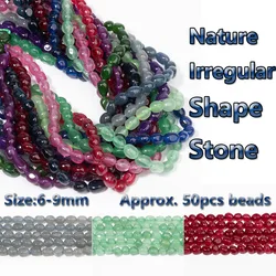 Natural Irregular Chalcedony Stone Beads Colorful Charm Loose Beads for Jewelry Making Handmade DIY Necklace Waist Chain 6-9mm