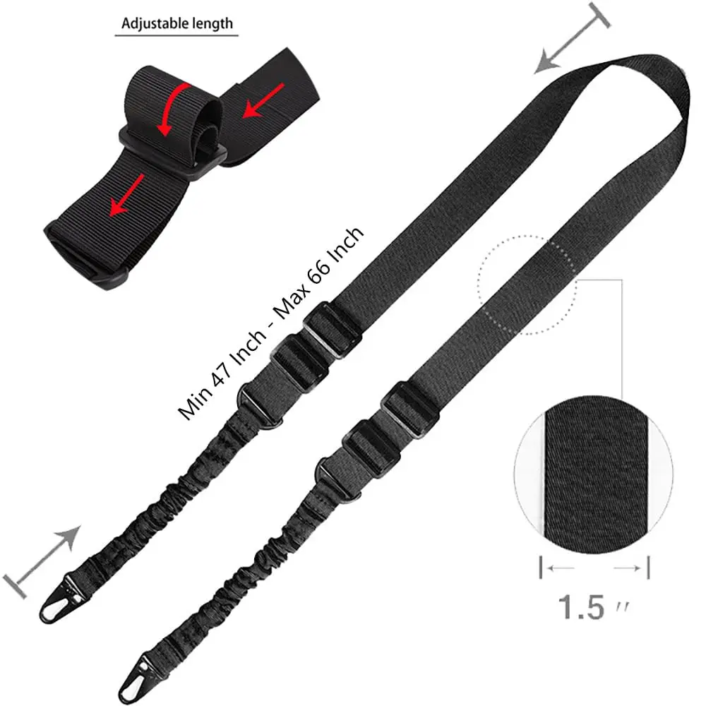 Tactical Two Point Sling with 2 Picatinny QD Swivel Mounts - Adjustable Shoulder Strap for Rifles Quick Release