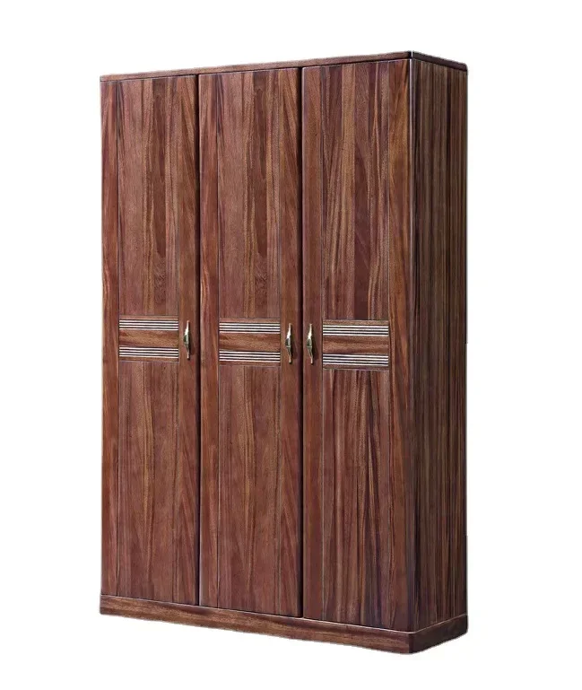 Solid wood ebony wood wardrobe, modern simple storage large capacity wardrobe