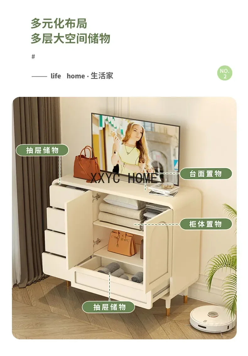 Four-Bucket Cabinet Bedroom Storage Cabinet Wall Chest of Drawers TV  White Chest of Drawers Storage Bed Front
