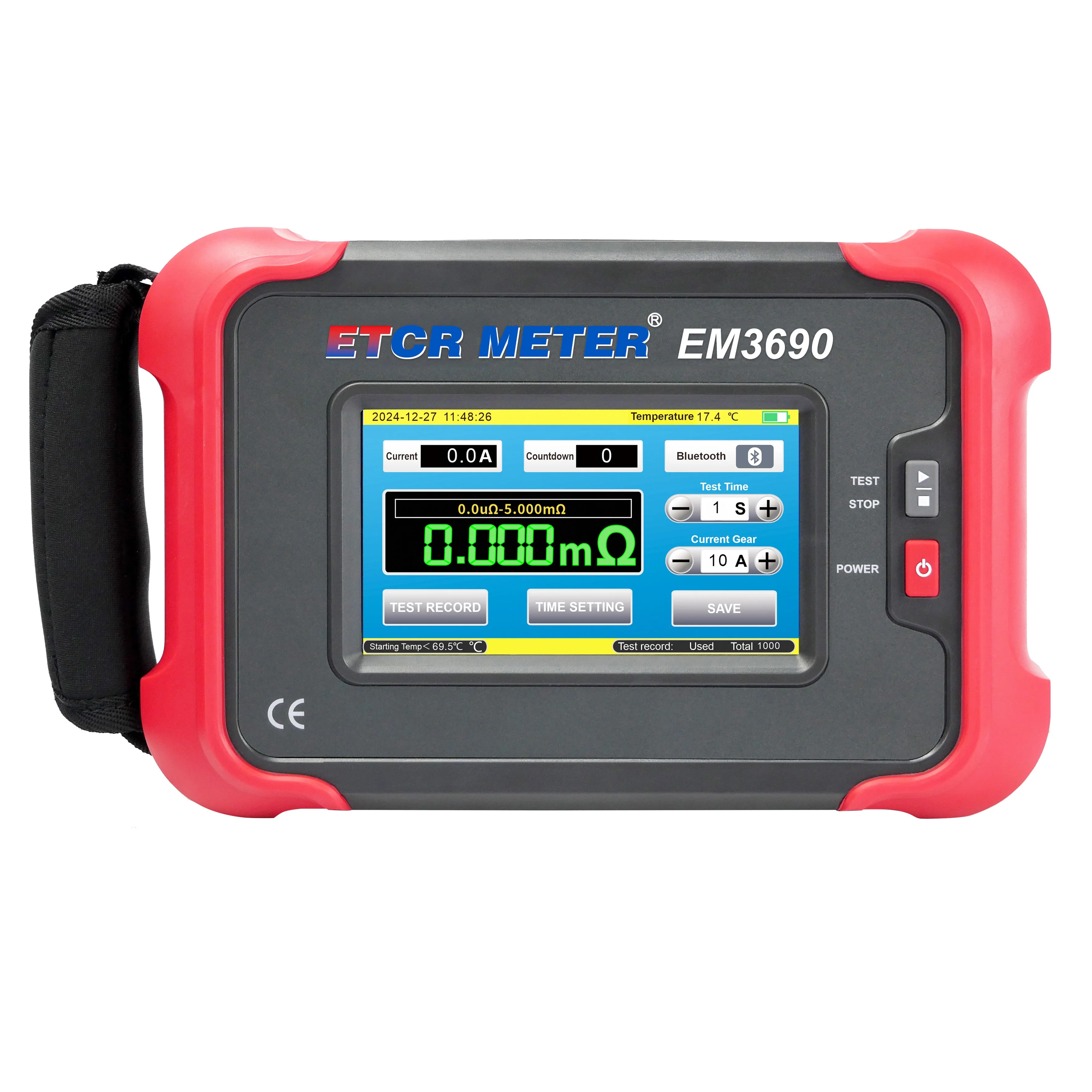 ETCR3690 Portable Loop Resistance Tester 0.0uΩ-10.000mΩ/50A/100A High Precision Electrical Maintenance 1000 Group Data Save