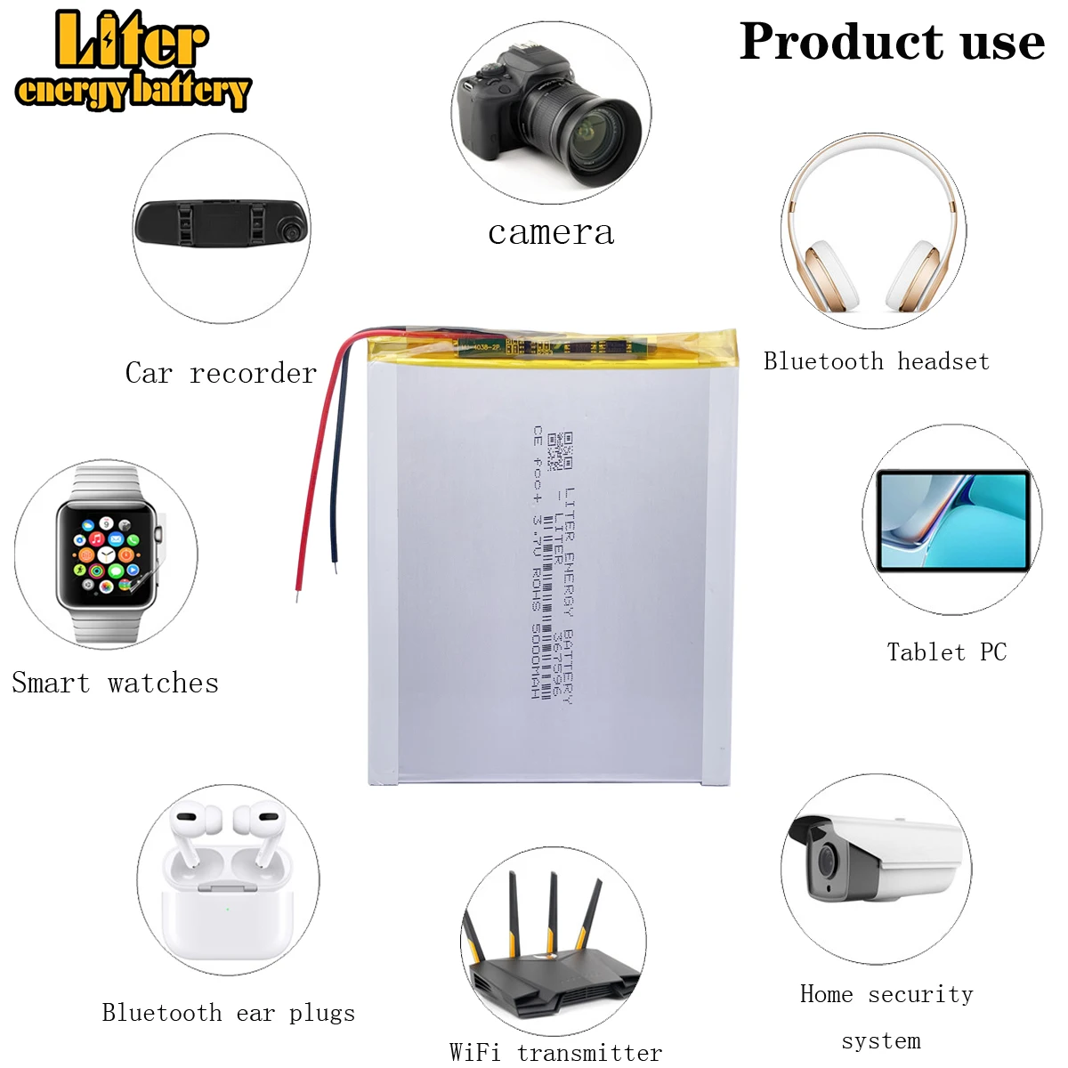 Tablet pc 3.7V,5000mAH (polymer lithium ion Rechargeable batteries)  for tablet pc 7 inch 8 inch 9inch [367596] Free Shipping